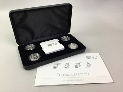Lot 851 - 2014/14 ICONS OF A NATION FLORAL SILVER PROOF POUND COIN SET