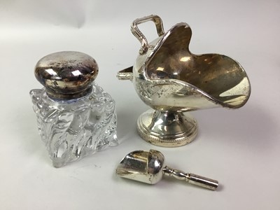 Lot 879 - VICTORIAN SILVER PLATED DOUBLE INKSTAND