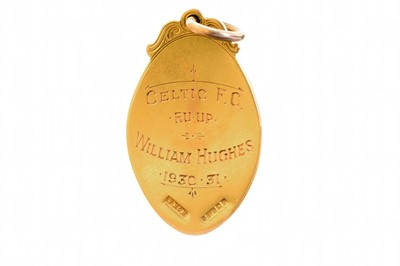 Lot 1910 - WILLIAM HUGHES OF CELTIC F.C., SCOTTISH FOOTBALL LEAGUE RUNNERS-UP GOLD MEDAL