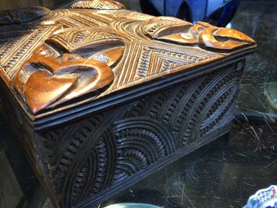 Lot 68 - TWO MAORI CARVED WOODEN BOXES