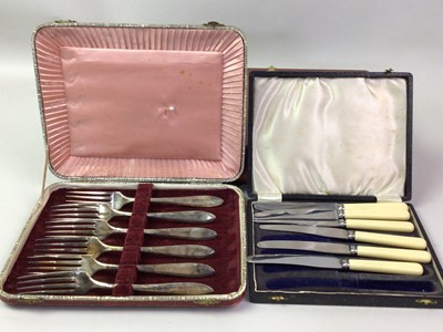 Lot 73 - SET OF SILVER PLATED FISH KNIVES AND FORKS