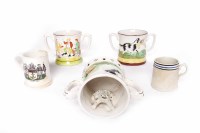 Lot 480 - GROUP OF FIVE 19TH CENTURY FROG MUGS to...