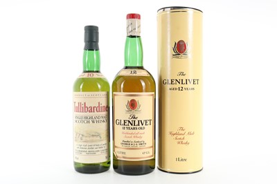 Lot 113 - GLENLIVET 12 YEAR OLD 1L AND TULLIBARDINE 10 YEAR OLD