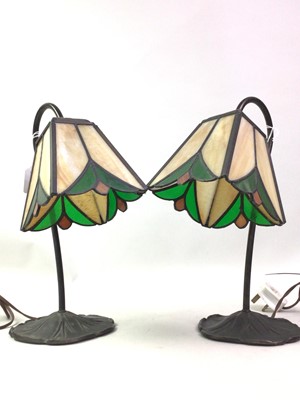 Lot 42 - PAIR OF TIFFANY STYLE LAMPS