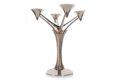 Lot 789 - * MODERNIST SILVER FOUR BRANCH CANDELABRUM