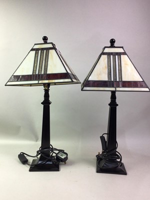 Lot 65 - PAIR OF TIFFANY STYLE TABLE LAMPS