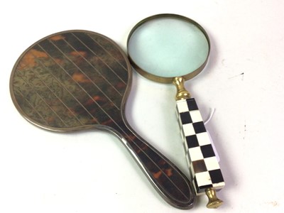 Lot 207 - SILVER AND TORTOISESHELL HANDMIRROR, EARLY 20TH CENTURY