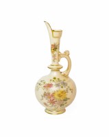 Lot 499 - EDWARDIAN ROYAL WORCESTER EWER painted with...