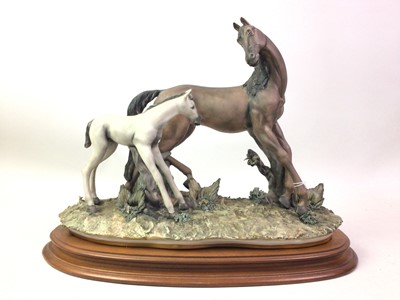 Lot 194 - CAPODIMONTE  FIGURE OF A HORSE AND FOAL