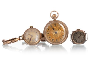 Lot 817 - GOLD FOB WATCH AND TWO WRIST WATCHES
