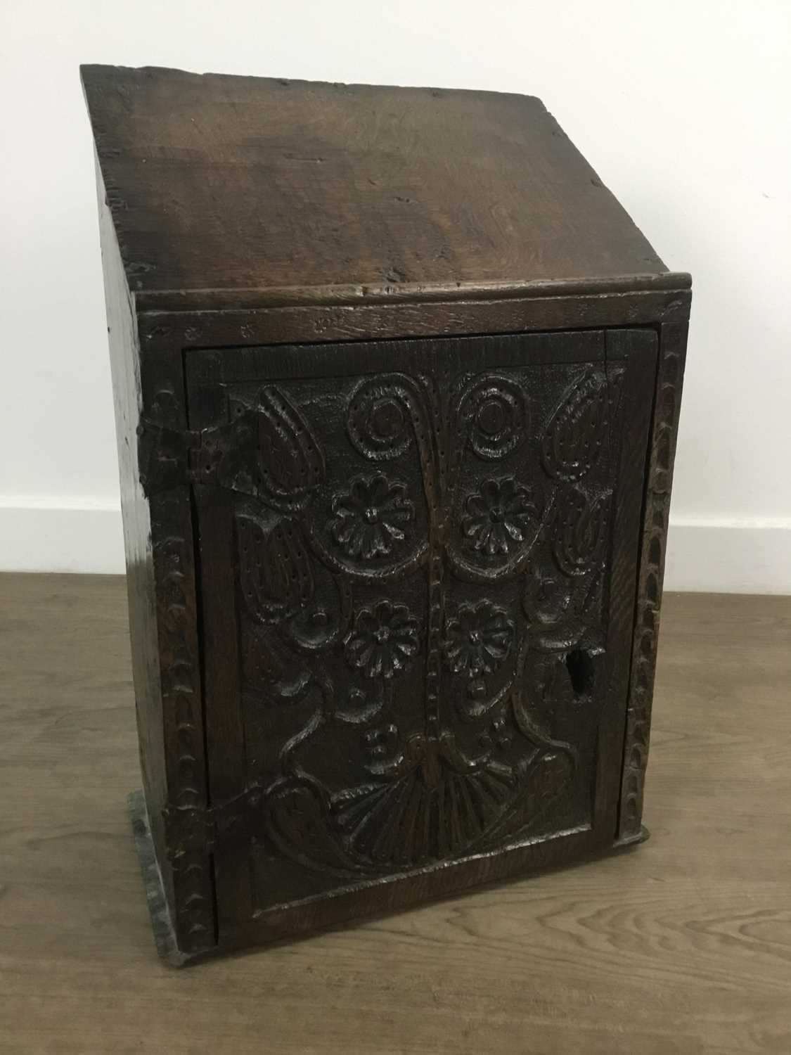 Lot 1488 - OAK TABLETOP CUPBOARD