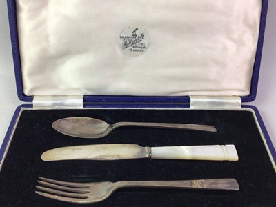 Lot 269 - SILVER CHRISTENING FORK, KNIFE AND SPOON SET