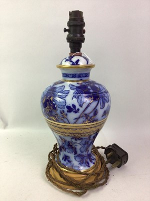 Lot 274 - BLUE AND WHITE CERAMIC TABLE LAMP