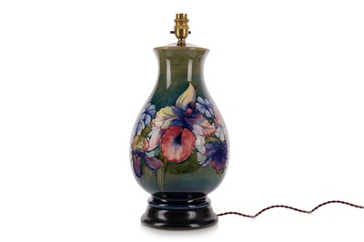 Lot 1499 - MOORCROFT, 'IRIS' PATTERN TABLE LAMP