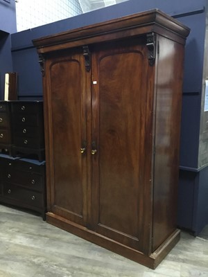 Lot 329 - VICTORIAN MAHOGANY DOUBLE WARDROBE