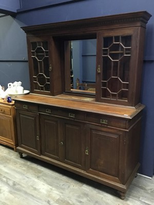 Lot 369 - STAINED OAK MIRROR BACK SIDEBOARD