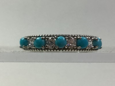 Lot 400 - TURQUOISE AND CUBIC ZIRCONIA RING