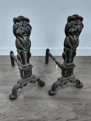 Lot 1495 - PAIR OF VICTORIAN CAST IRON FIRE DOGS