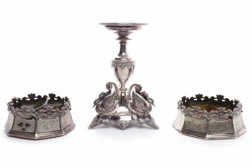 Lot 10 - PAIR OF VICTORIAN SILVER PLATED WINE SLIDES of...