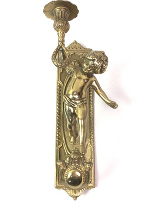 Lot 1502 - SET OF FOUR BRASS FIGURAL WALL SCONCES