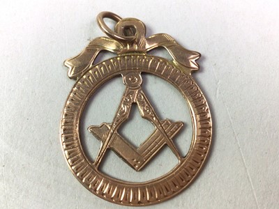 Lot 479 - NINE CARAT GOLD MASONIC PENDANT