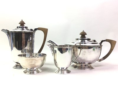 Lot 488 - ART DECO SILVER PLATE FOUR PIECE TEA AND COFFEE SET
