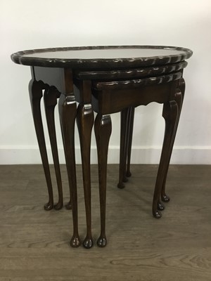 Lot 447 - MAHOGANY NEST OF THREE TABLES
