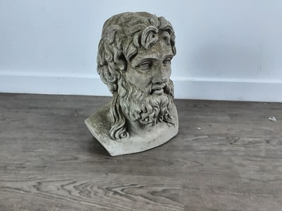 Lot 559 - CONTEMPORARY COMPOSITE STONE BUST OF ZEUS