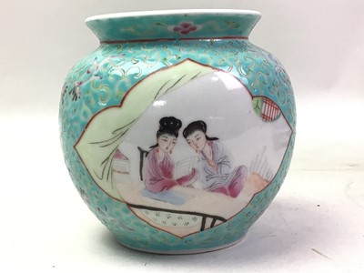 Lot 499 - CHINESE FAMILLE ROSE FIGURAL GINGER JAR