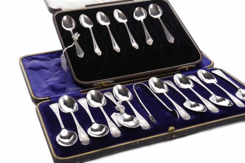 Lot 24 - THREE SETS OF SILVER CUTLERY comprising twelve...