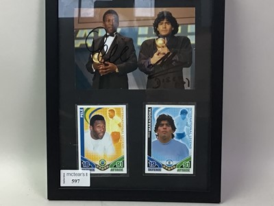 Lot 597 - PELE AND DIEGO MARADONA SIGNED DISPLAY
