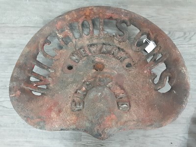 Lot 593 - NICHOLSON, NEWARK, ENGLAND CAST IRON TRACTOR SEAT