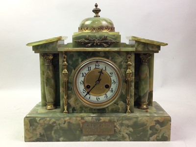 Lot 526 - VICTORIAN ONYX MANTEL CLOCK