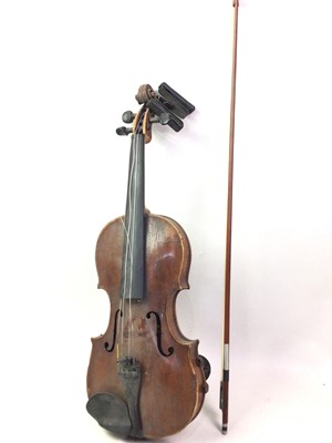 Lot 630 - VIOLIN AND FOUR BOWS