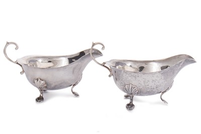 Lot 951 - GEORGE VI PAIR OF SILVER SAUCE BOATS