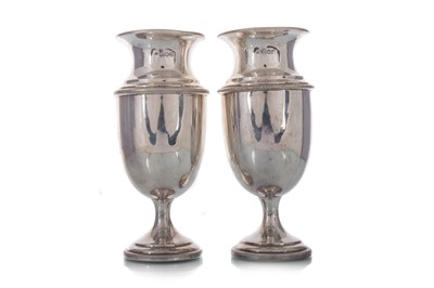 Lot 952 - PAIR OF GEORGE V SILVER VASES