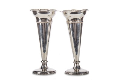 Lot 962 - PAIR OF GEORGE V SILVER VASES