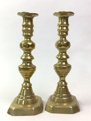 Lot 662 - PAIR OF BRASS CANDLESTICKS