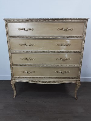 Lot 406 - CREAM PAINTED FRENCH STYLE CHEST OF DRAWERS