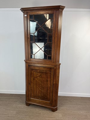 Lot 441 - LATE VICTORIAN OAK CORNER CABINET.