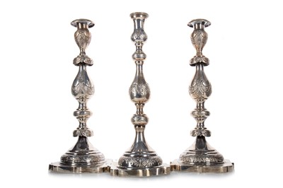 Lot 972 - PAIR OF GEORGE V SILVER SHABBAT CANDLESTICKS