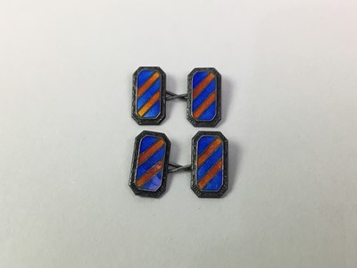 Lot 48 - GROUP OF SILVER AND ENAMEL CUFFLINKS