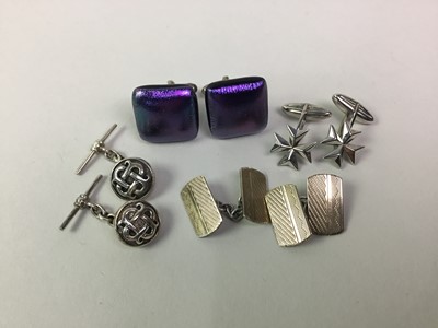 Lot 48 - GROUP OF SILVER AND ENAMEL CUFFLINKS