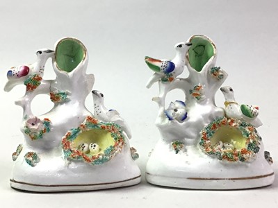 Lot 719 - PAIR OF SMALL STAFFORDSHIRE SPILL VASES