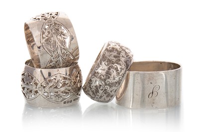 Lot 985 - PAIR OF GEORGE V SILVER NAPKIN RINGS