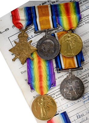 Lot 32 - TWO WWI MEDAL TRIOS