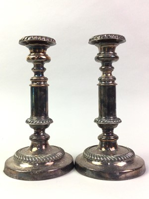 Lot 69 - PAIR OF SILVER PLATED CANDLESTICKS