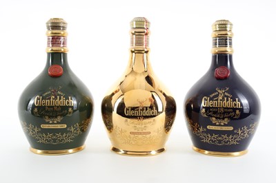 Lot 230 - GLENFIDDICH 18 YEAR OLD SUPERIOR RESERVE, ANCIENT RESERVE AND PURE MALT 75CL