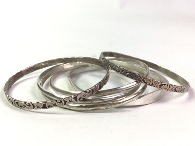 Lot 129 - GROUP OF SILVER BANGLES