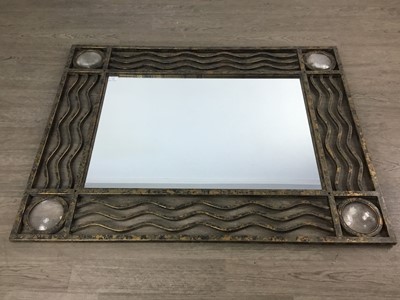 Lot 230 - CONTEMPORARY IRON FRAMED WALL MIRROR